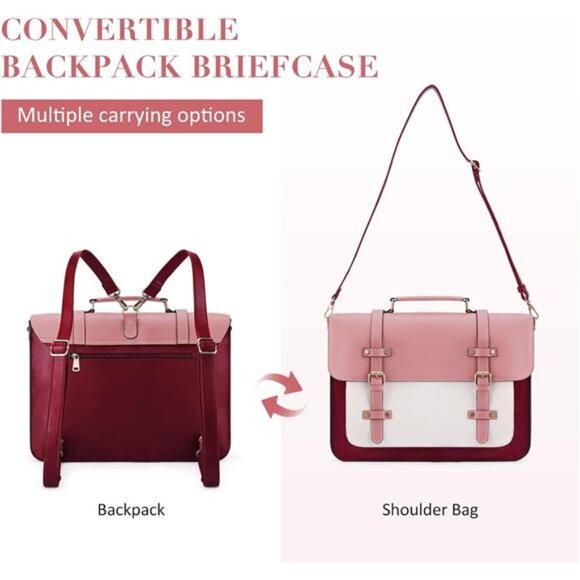 Laptop Bag for Women Vegan Leather Messenger Bag Fashion Briefcase - Picture 3 of 6